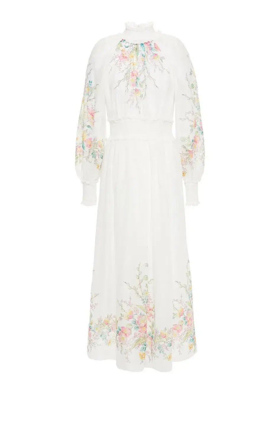 Zimmermann Zinnia Shirred Waist Long Dress Floral Size 1/Au 10 photo 2