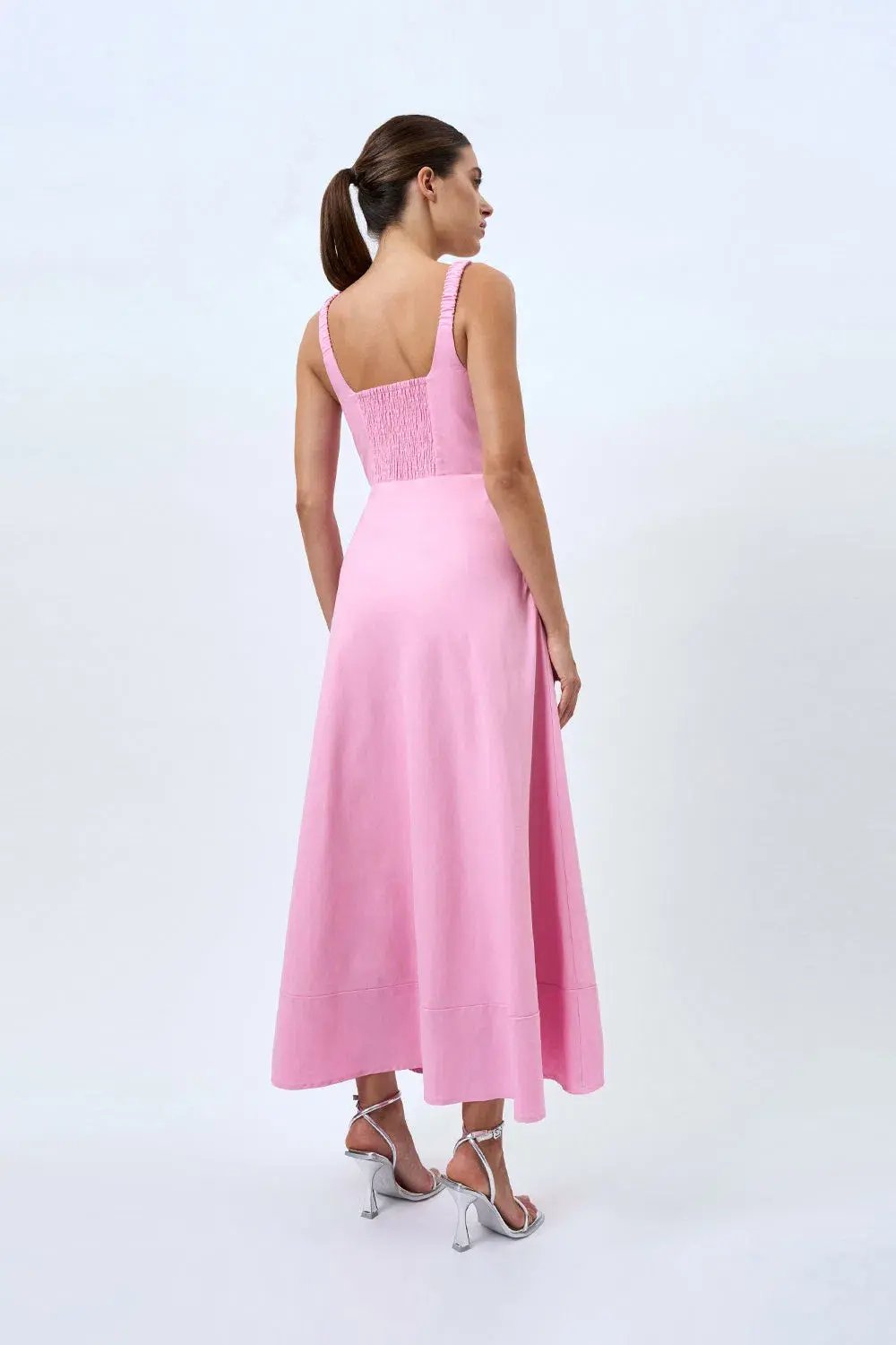By Johnny Daphne Bust Midi Dress Taffy Pink Size 6 photo 3