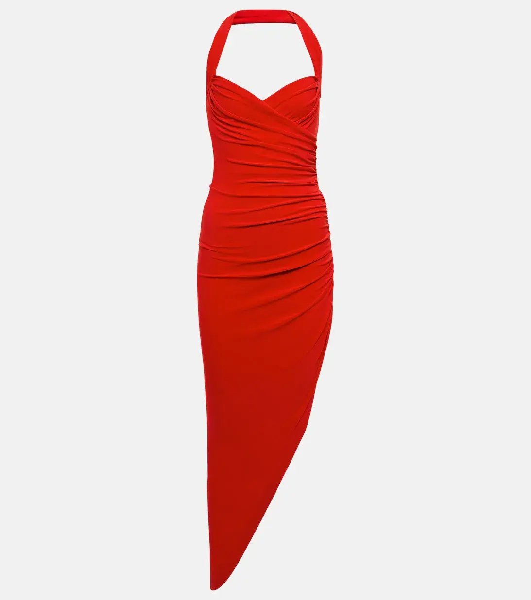 Norma Kamali Cayla Halterneck Ruched Midi Dress Red Size XS / AU 6 photo 2