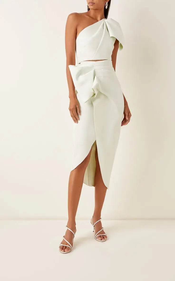 Acler Mancroft One Shoulder Top and Midi Skirt Set Mint Green Size 8 photo 2