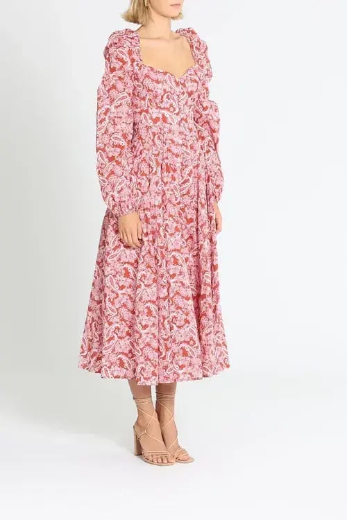 Steele Esme Dress Chestnut Paisley Pink Print Red Size 10 photo 2