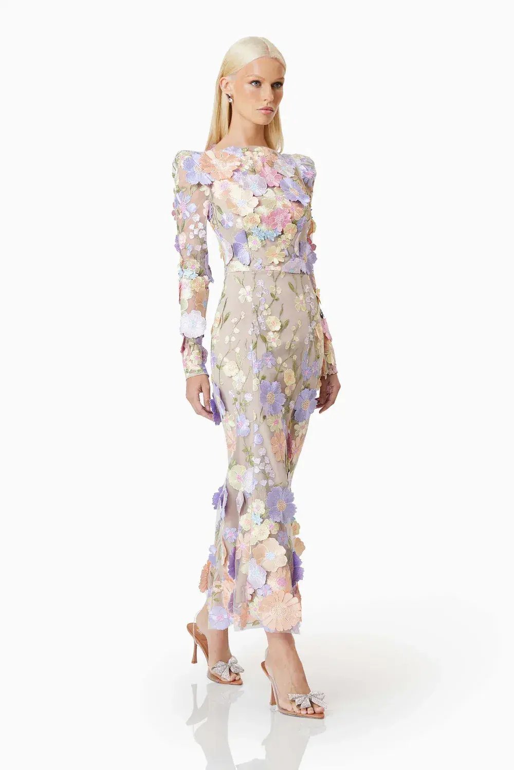 Elliatt Shannon 3d Floral Midi Dress in Purple Size AU 10 photo 9