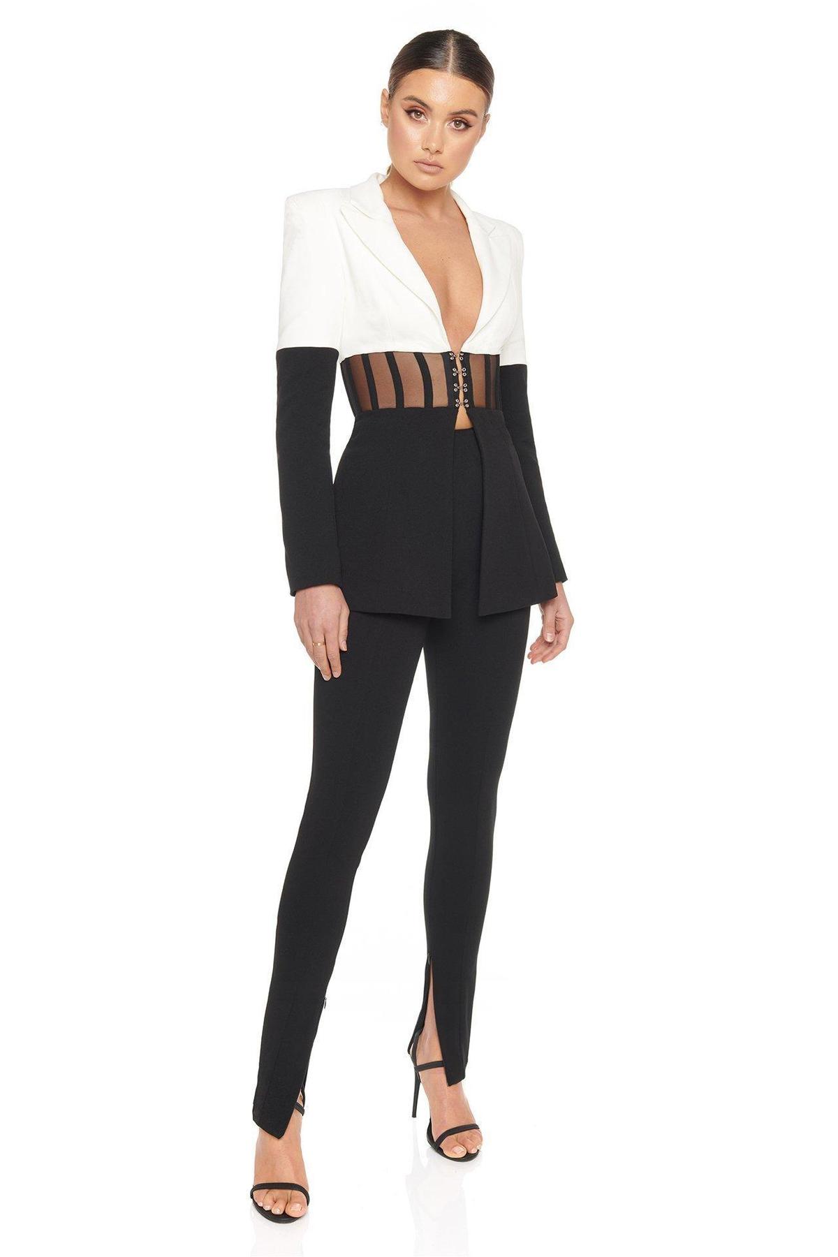 Eliya The Label Kira Blazer Black White Size 14 photo 3