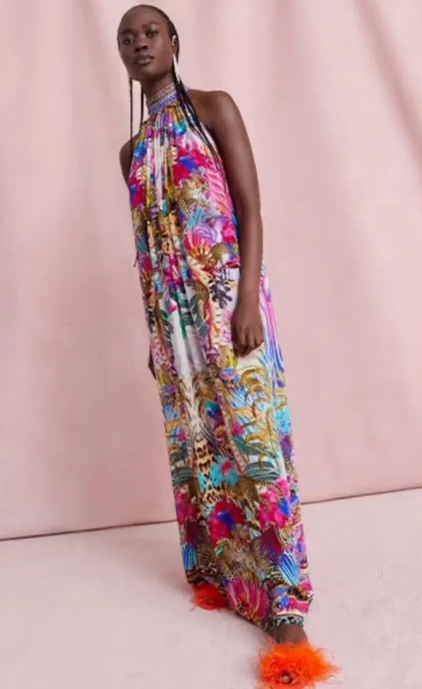 Camilla Tie Neck Long Dress Merry Go Round One Size Silk Dress photo 2