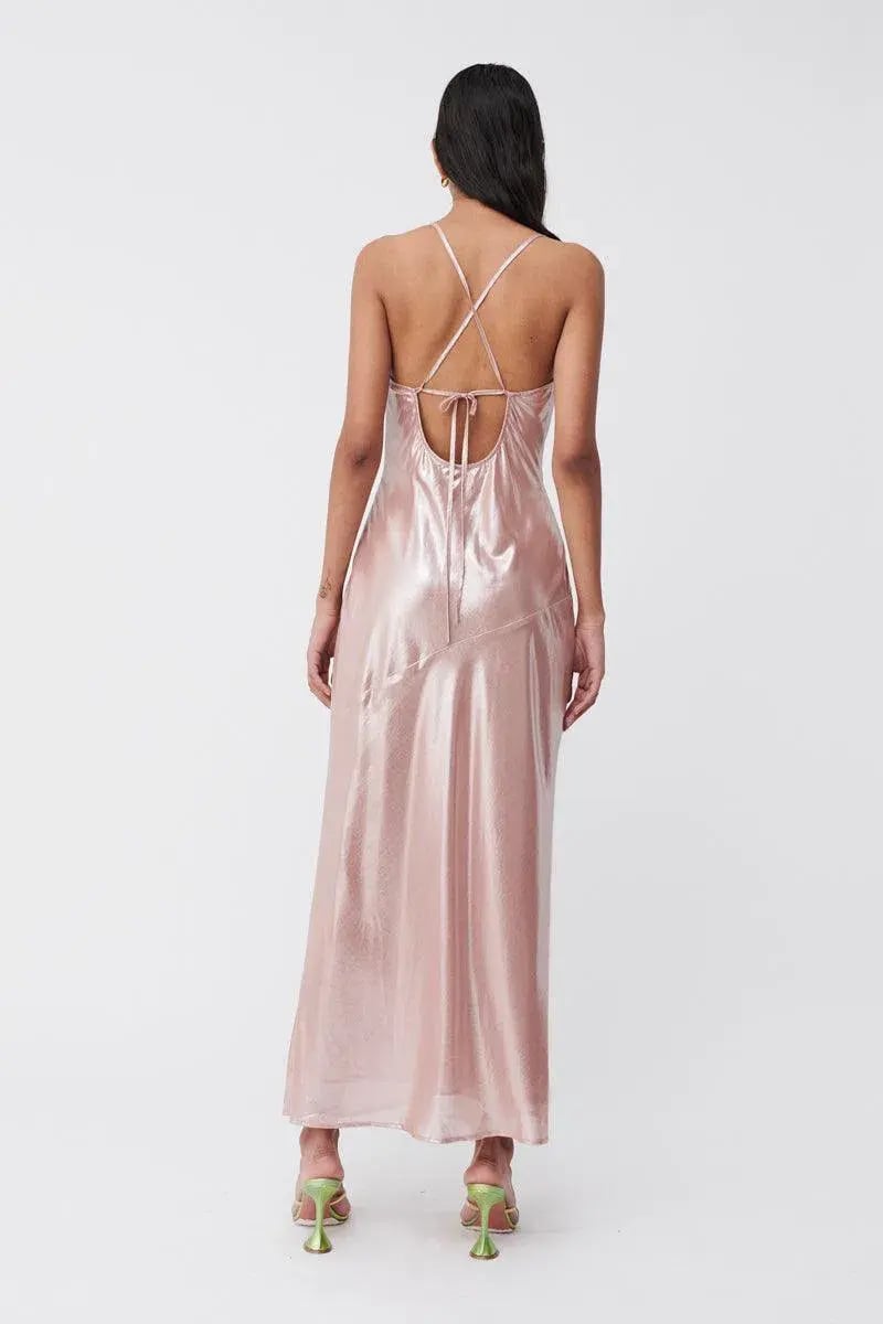 Suboo Draped Cowl Maxi Slip Dress Pink Rosa Size S / AU 8 photo 4