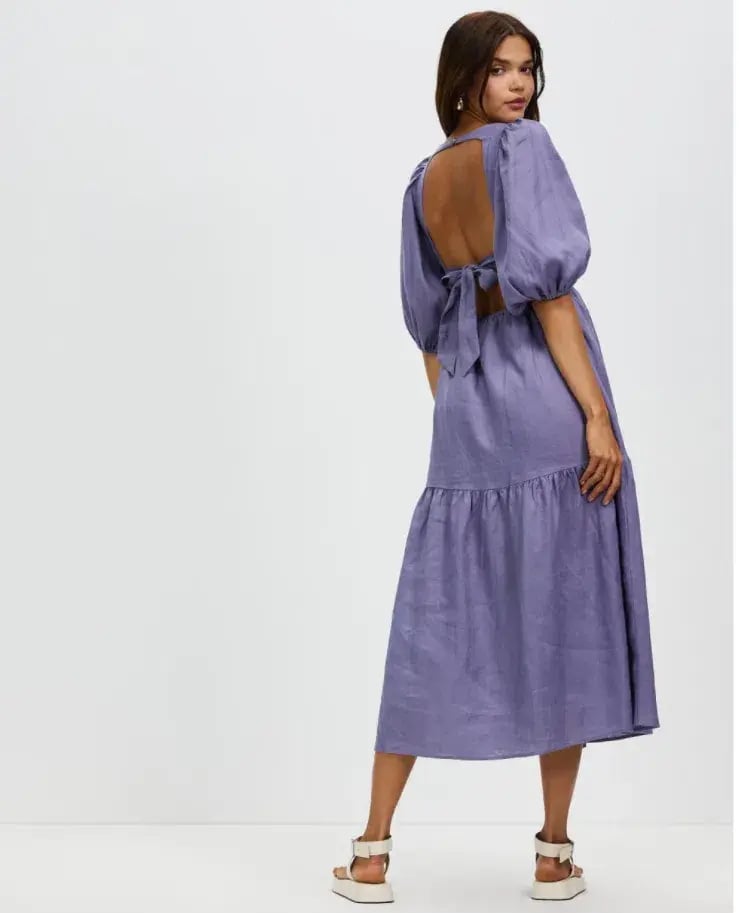 AERE Tie Back Midi Dress Purple Size 10 photo 2