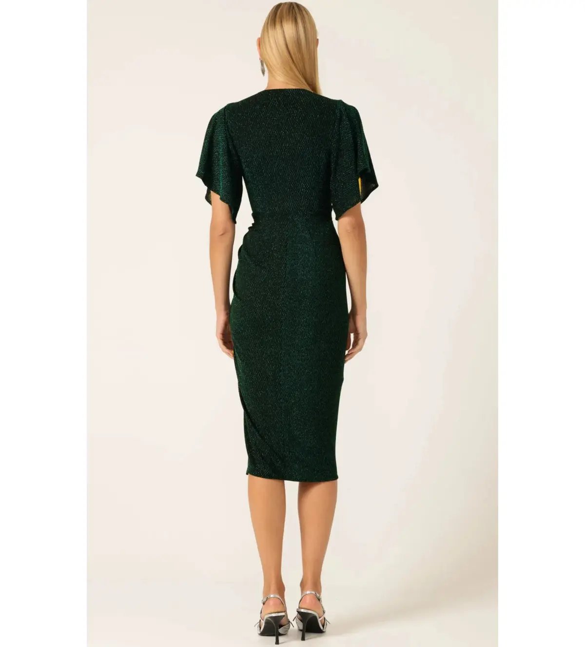 Sacha Drake The Emporium Midi Dress In Emerald Size 12 photo 4