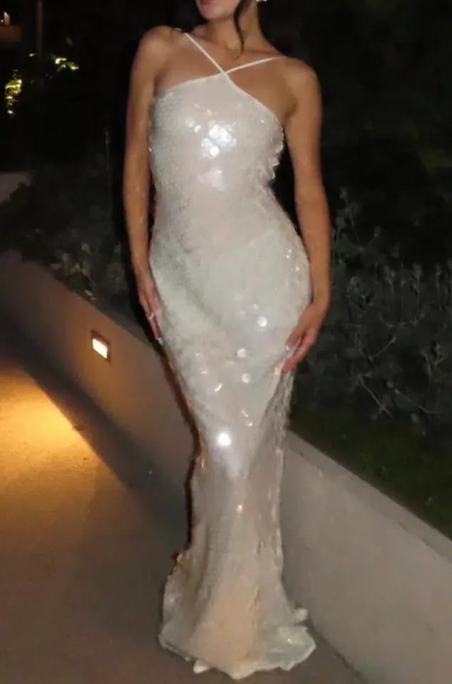 Rat & Boa Emmanuella Halter Maxi Dress in White Sequin Size XS / AU 6 photo 2