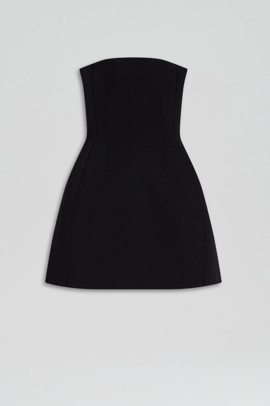 Scanlan Theodore Crepe Knit Peplum Strapless Dress - Black photo 3