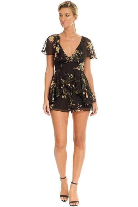 Zimmermann Maples Wrap Playsuit Black Bird Floral Size 6 photo 2