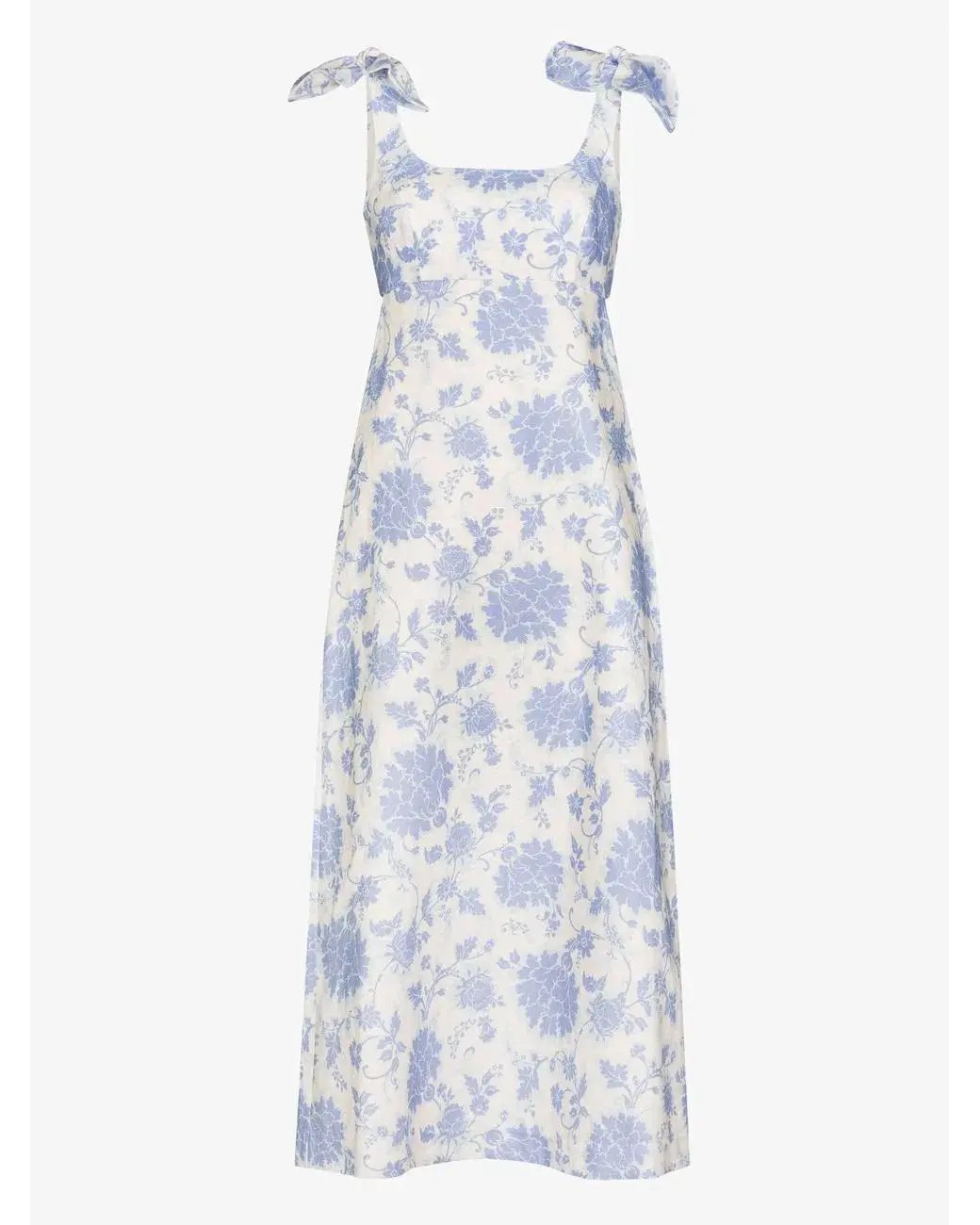 Zimmermann The Postcard Tie Shoulder Midi Dress Blue Tonal Floral Size 0 / AU 8 photo 3