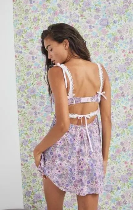 For Love And Lemons Willow Floral Slip Mini Dress Purple Size S / AU 8 photo 3