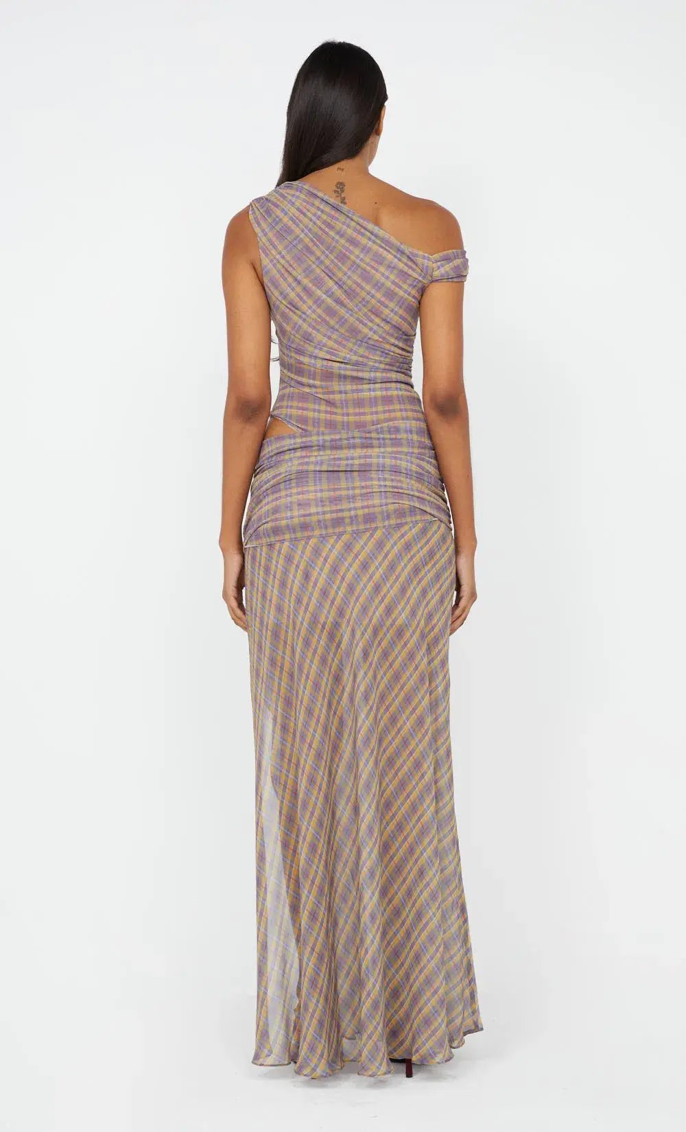 Bec & Bridge Aurelia Asym Dress Violet Check Size 8 photo 3