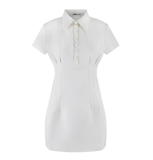 Odd Muse Collared Mini Dress | White photo 3