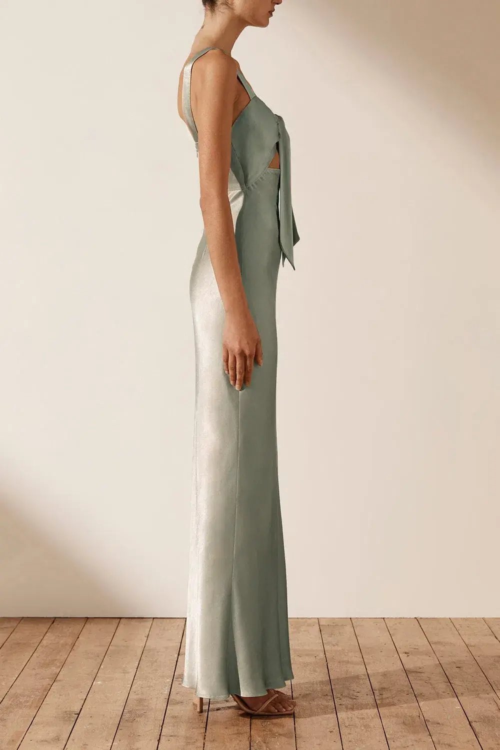 Shona Joy La Lune Bow Tie Maxi Dress in Sage Size 6 photo 2