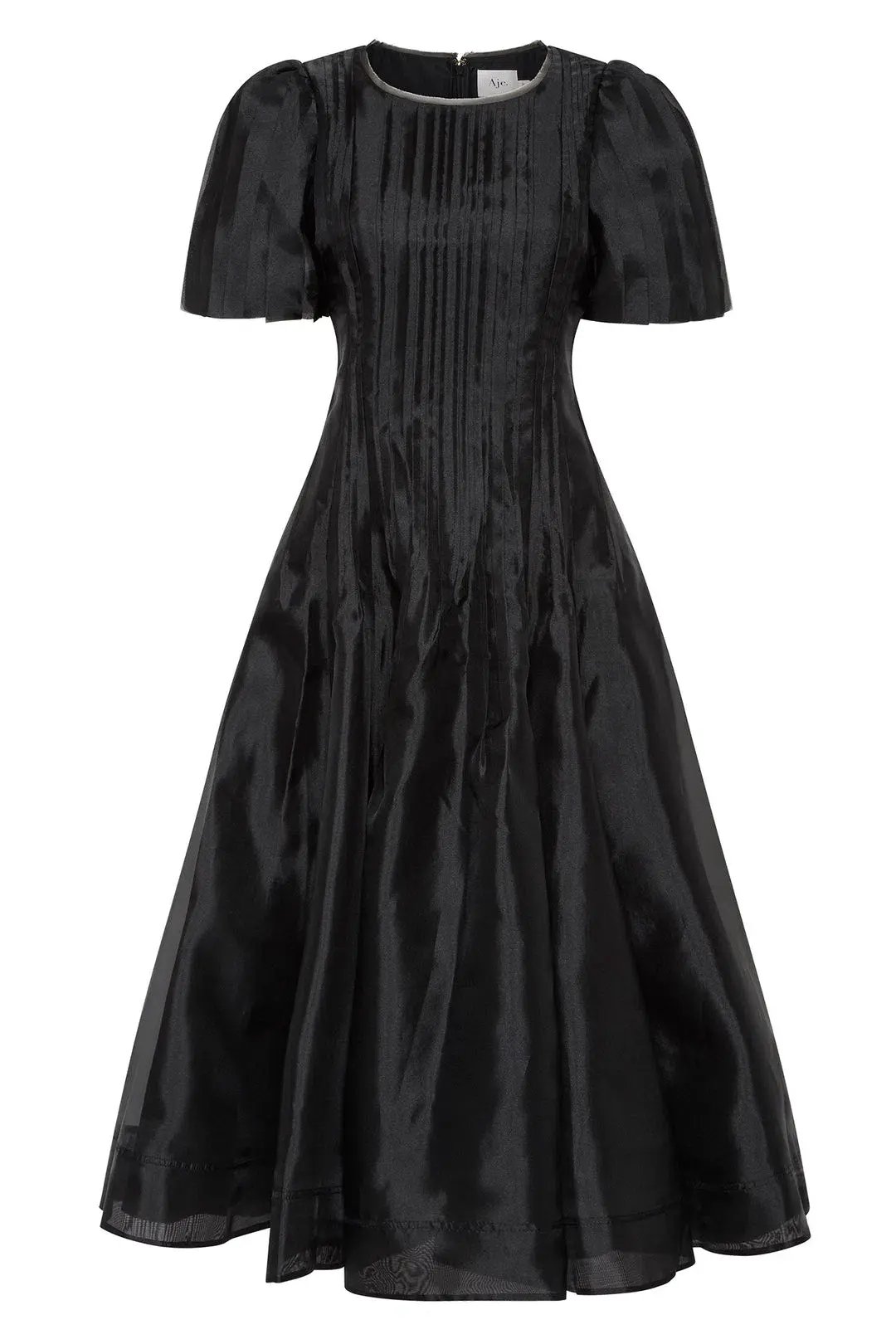 AJE Nova Pleated Midi Dress Black Size 10 photo 3