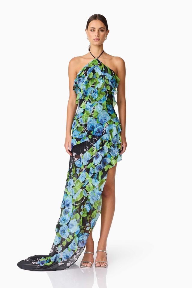 Elliatt Briony Asymmetrical Maxi Dress - Black Multi photo 2
