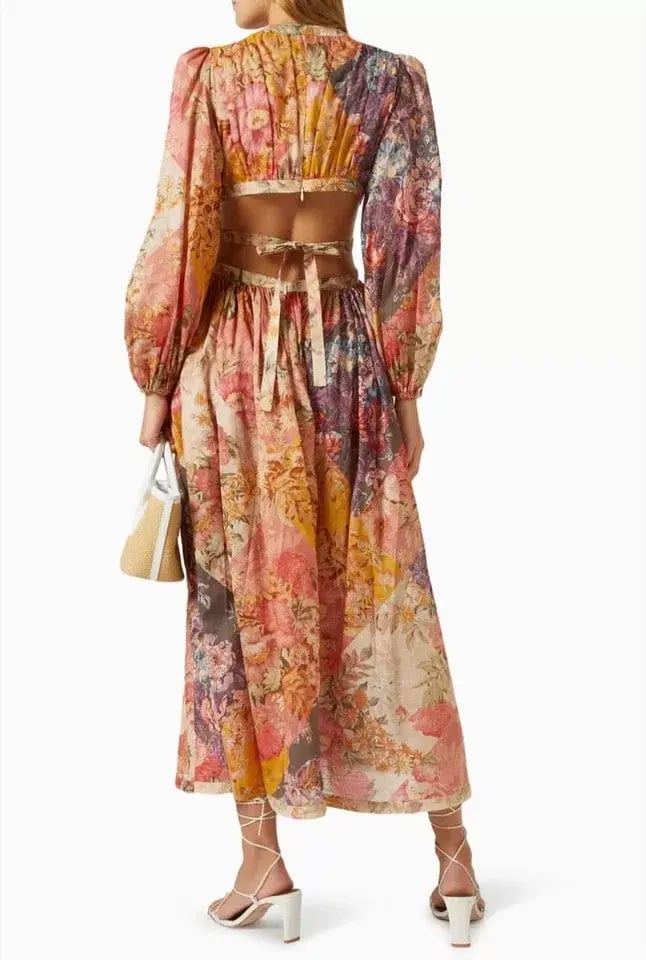 Zimmermann Pattie Patchwork Cutout Long Dress Size 0 / AU 8 photo 3