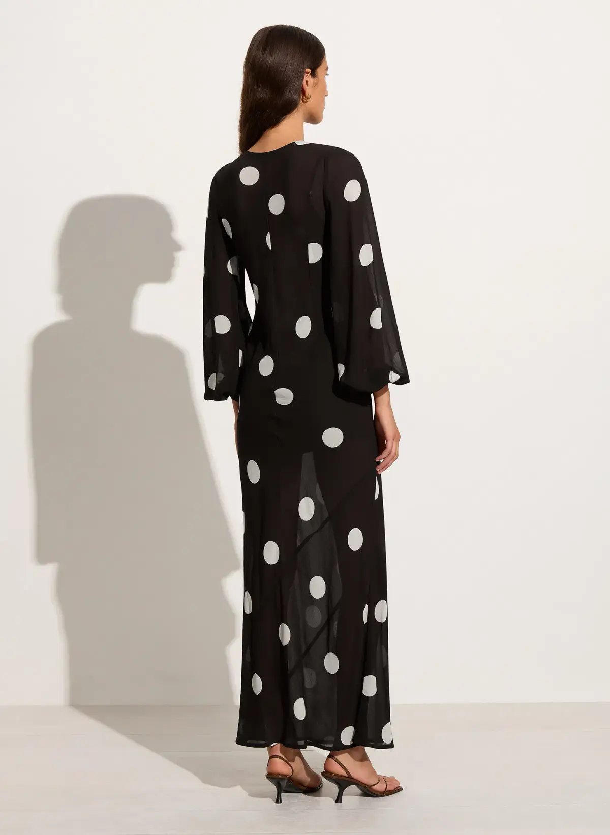 Faithfull The Brand Santos Maxi Dress Veia Polka Dot Chocolate Size AU 8 photo 4