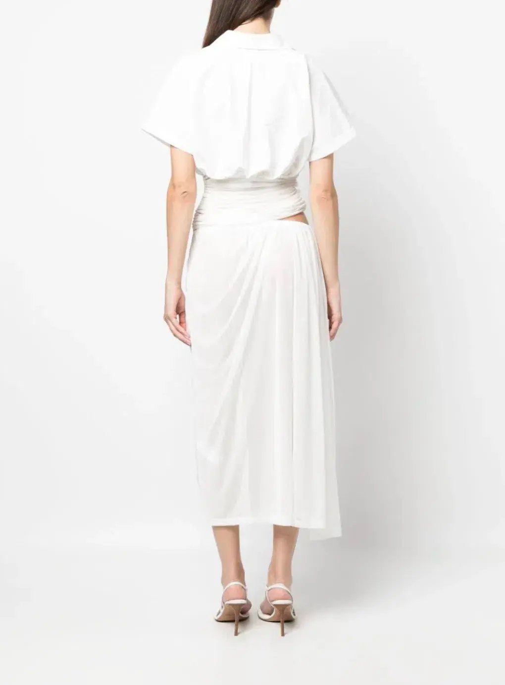 Christopher Esber Comosum Clash Shirt Midi Dress White Size 6 photo 3