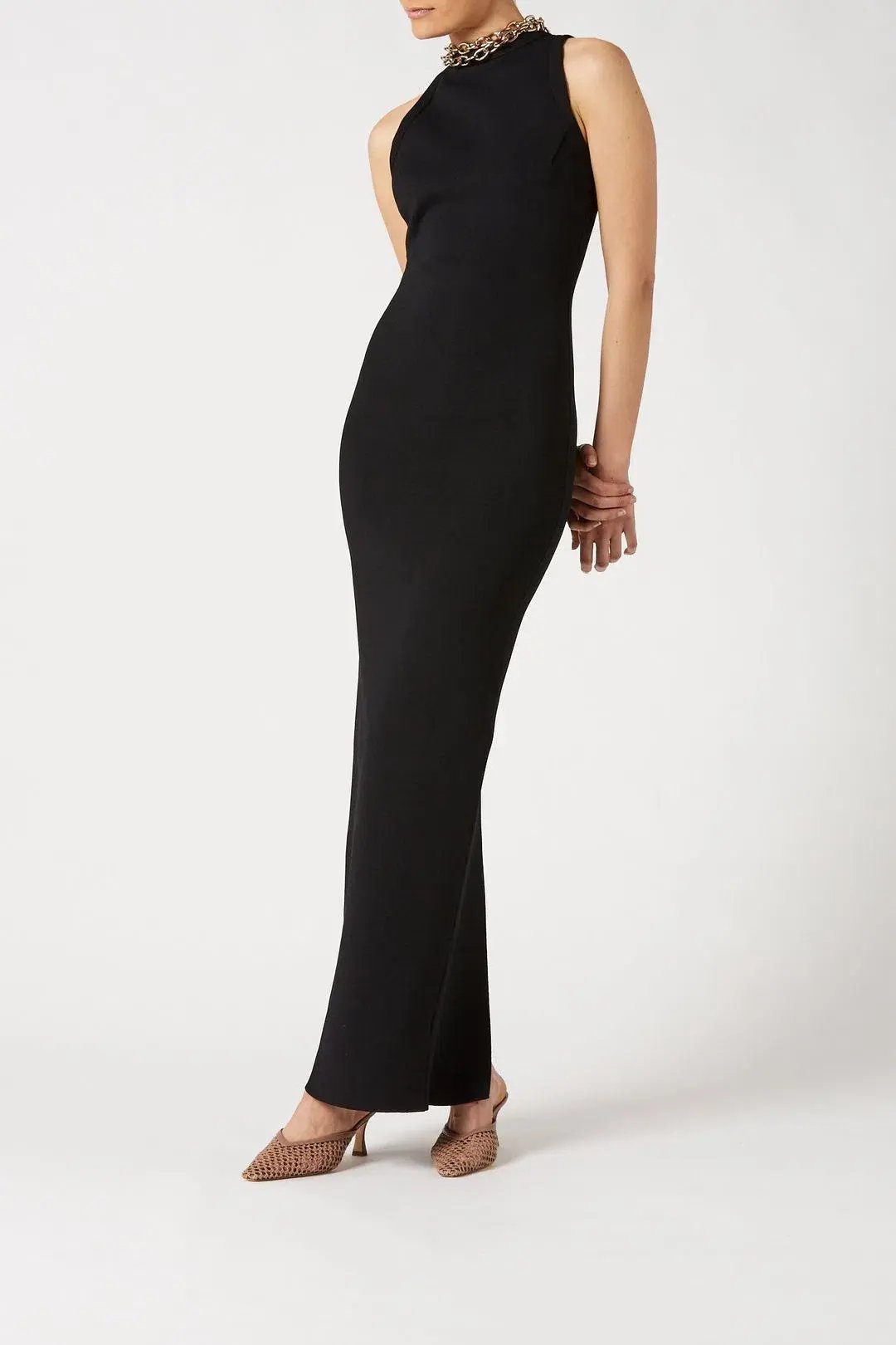 Scanlan Theodore Crepe Knit Curve Back Gown Black Size XS / Au 6 photo 4