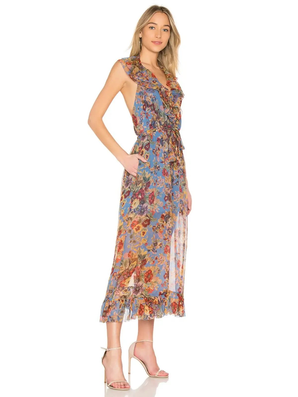 Zimmermann Lovelorn Frill Jumpsuit In Blue Floral Size 0 / AU 8 photo 2