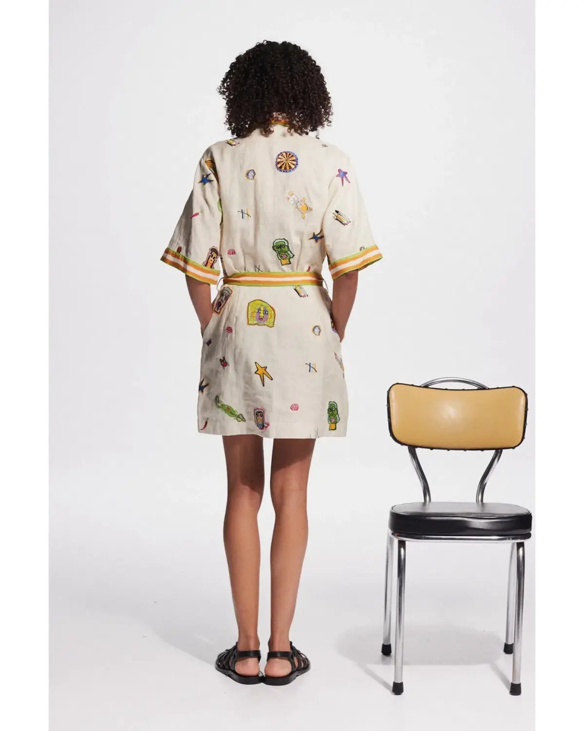 Alemais Checkers Embroidered Mini Dress Print Size AU 14 photo 3