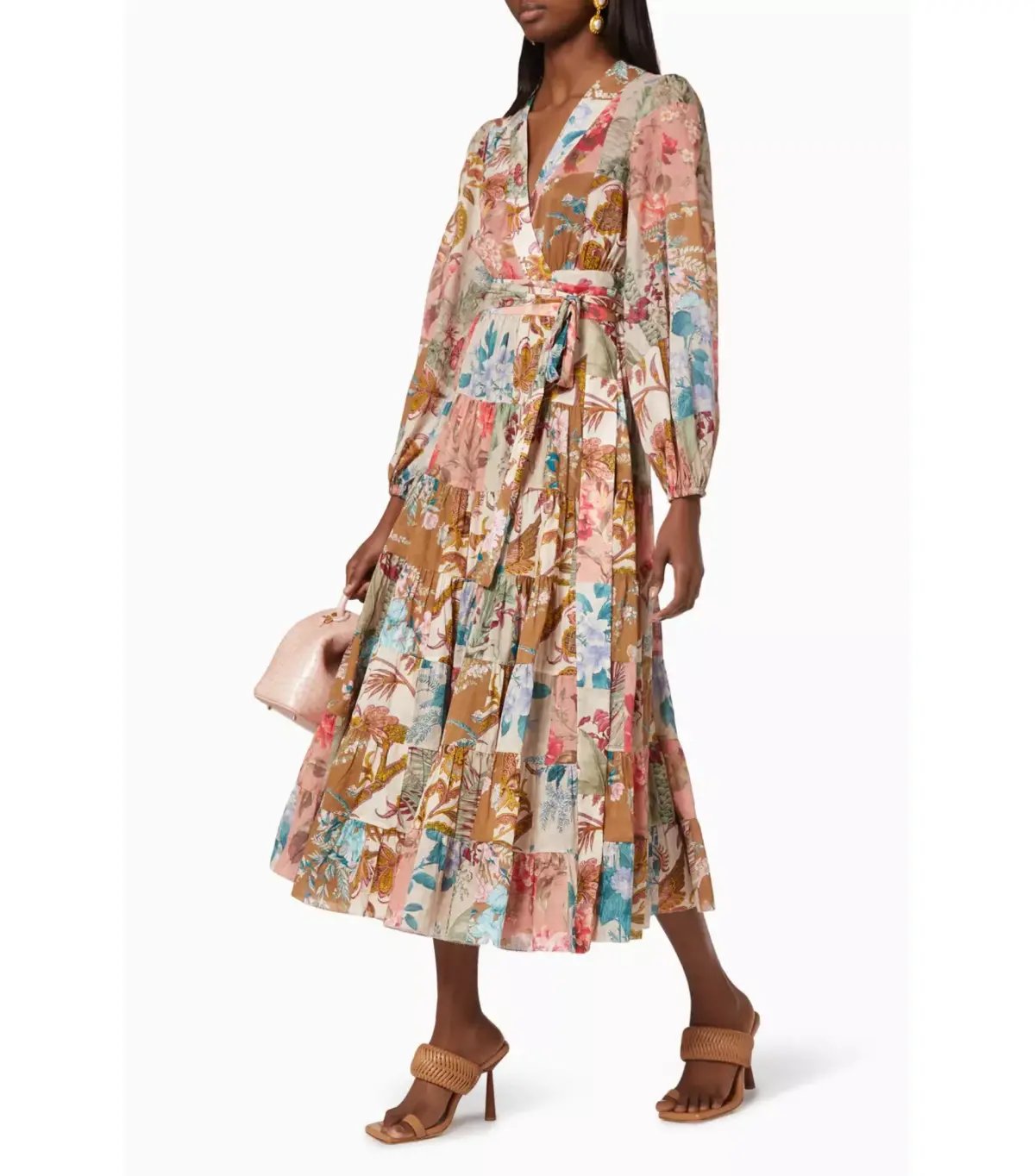 Zimmermann Cassia Patch Wrap Midi Dress Print Size 1 / AU 10 photo 2