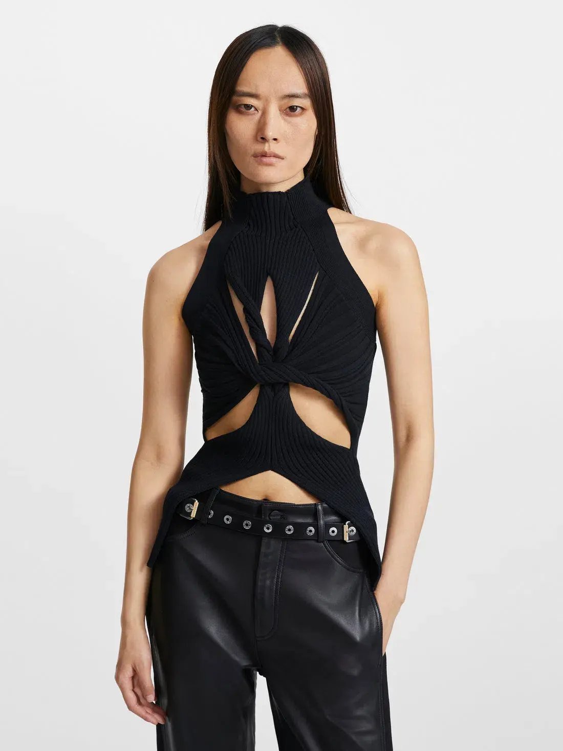 Dion Lee Muscular Twist Tank Top Black Size 6 photo 2