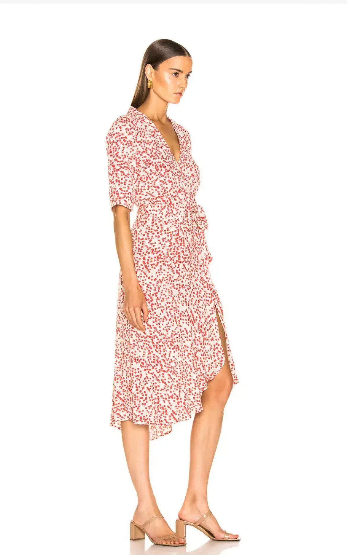 Ganni Goldstone Crepe Wrap Dress Print Size 34 photo 2