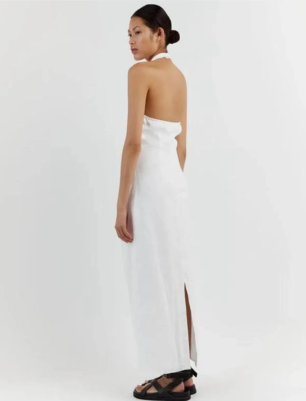 Dissh Zoey Asym Linen Midi Dress White Size AU 10 photo 2