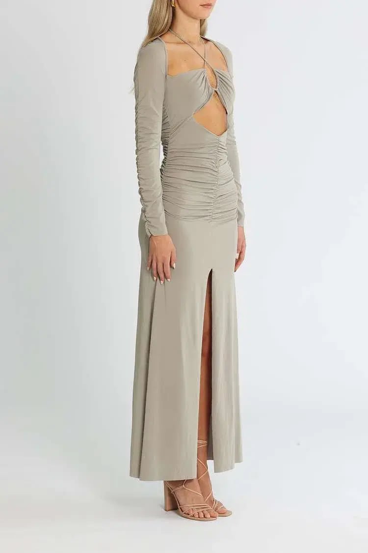 Bec and Bridge Adaline Long Sleeve Maxi Dress Grey Size 12 photo 2