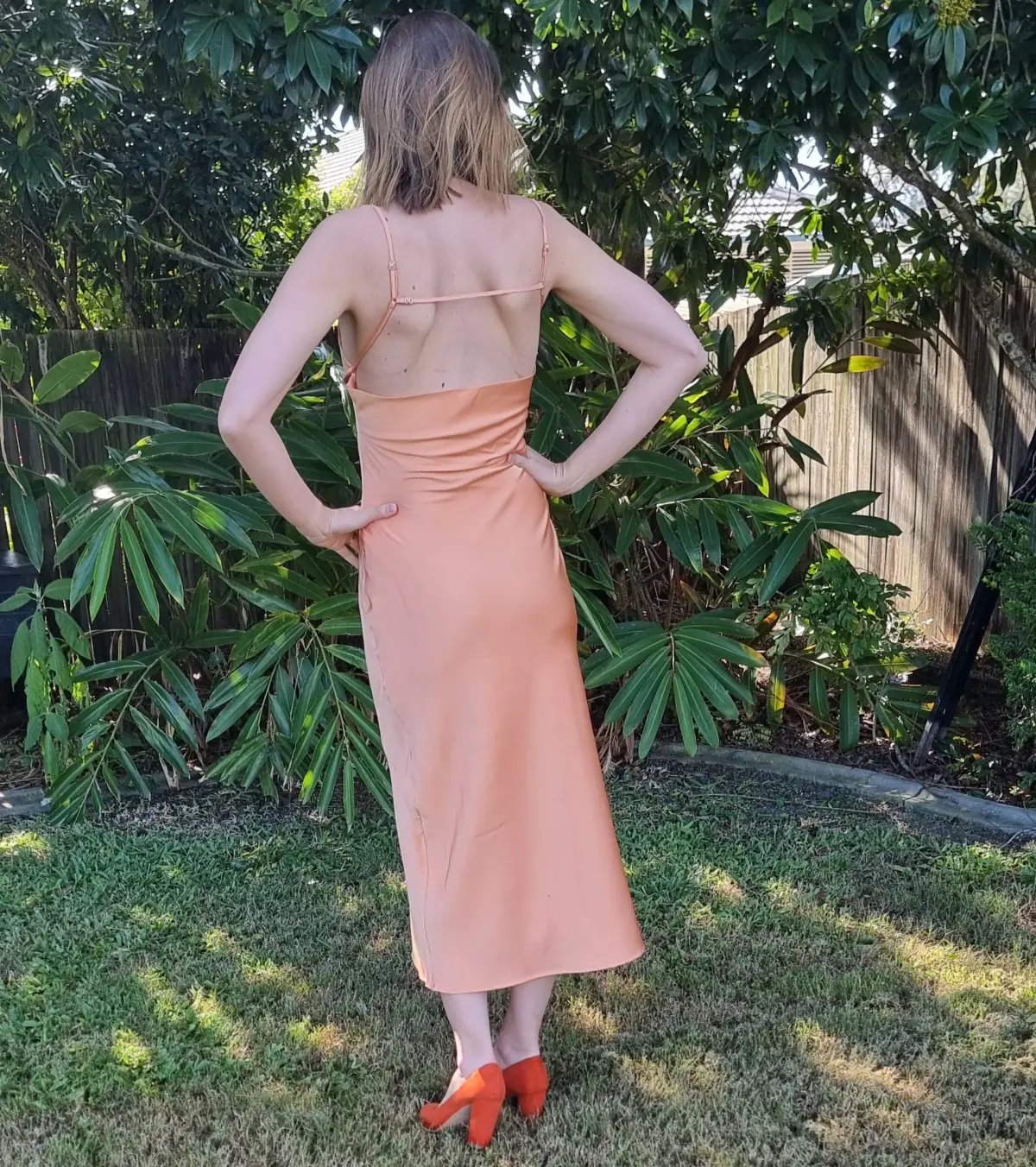 Dissh Greta Satin Midi Dress in Apricot Orange Size 10 photo 3