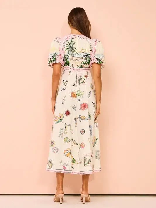 Alemais Sunset Midi Dress Print Size 10 photo 3
