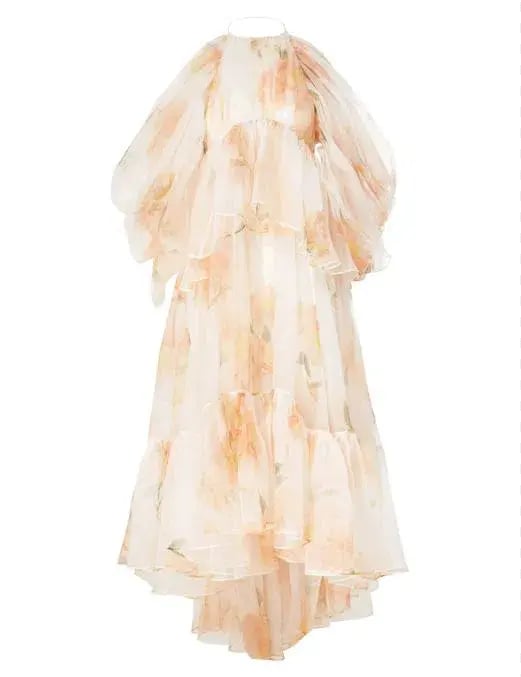 Zimmermann Natura Gathered Midi Dress in Ivory Camellia Size 0 / AU 8 photo 3