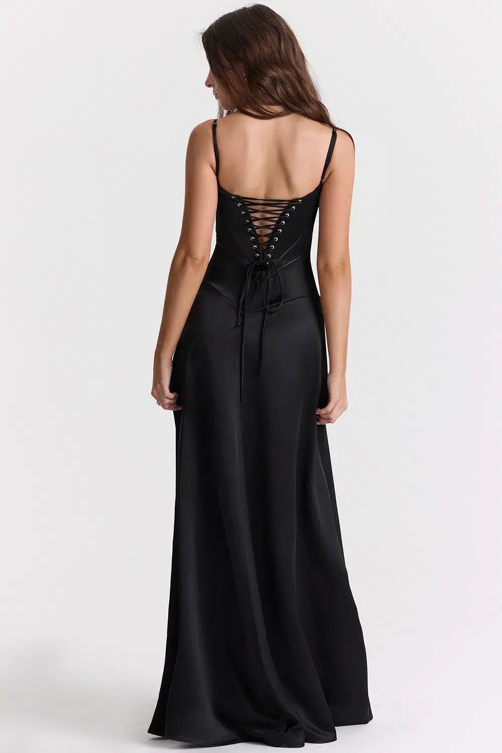 House Of CB Anabella Black Lace Up Maxi Dress Size XS/Au 6 photo 4