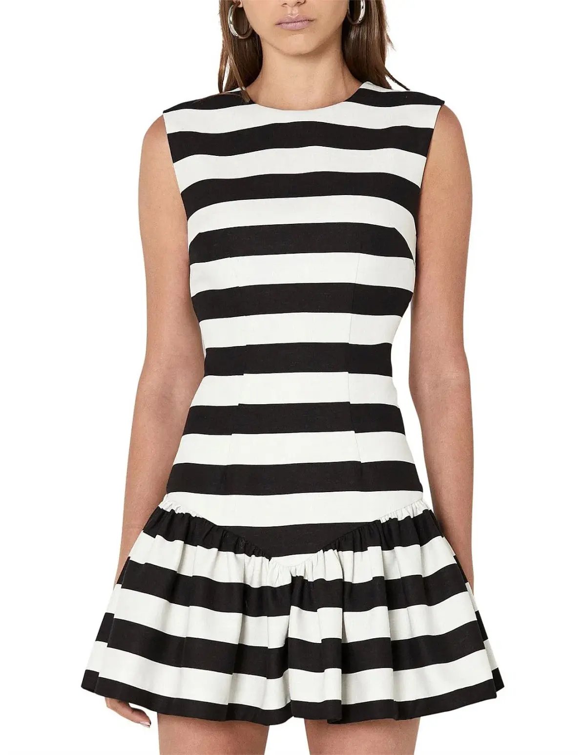 By Johnny Bold Stripe V Gather Mini Dress Print Size 6 photo 3