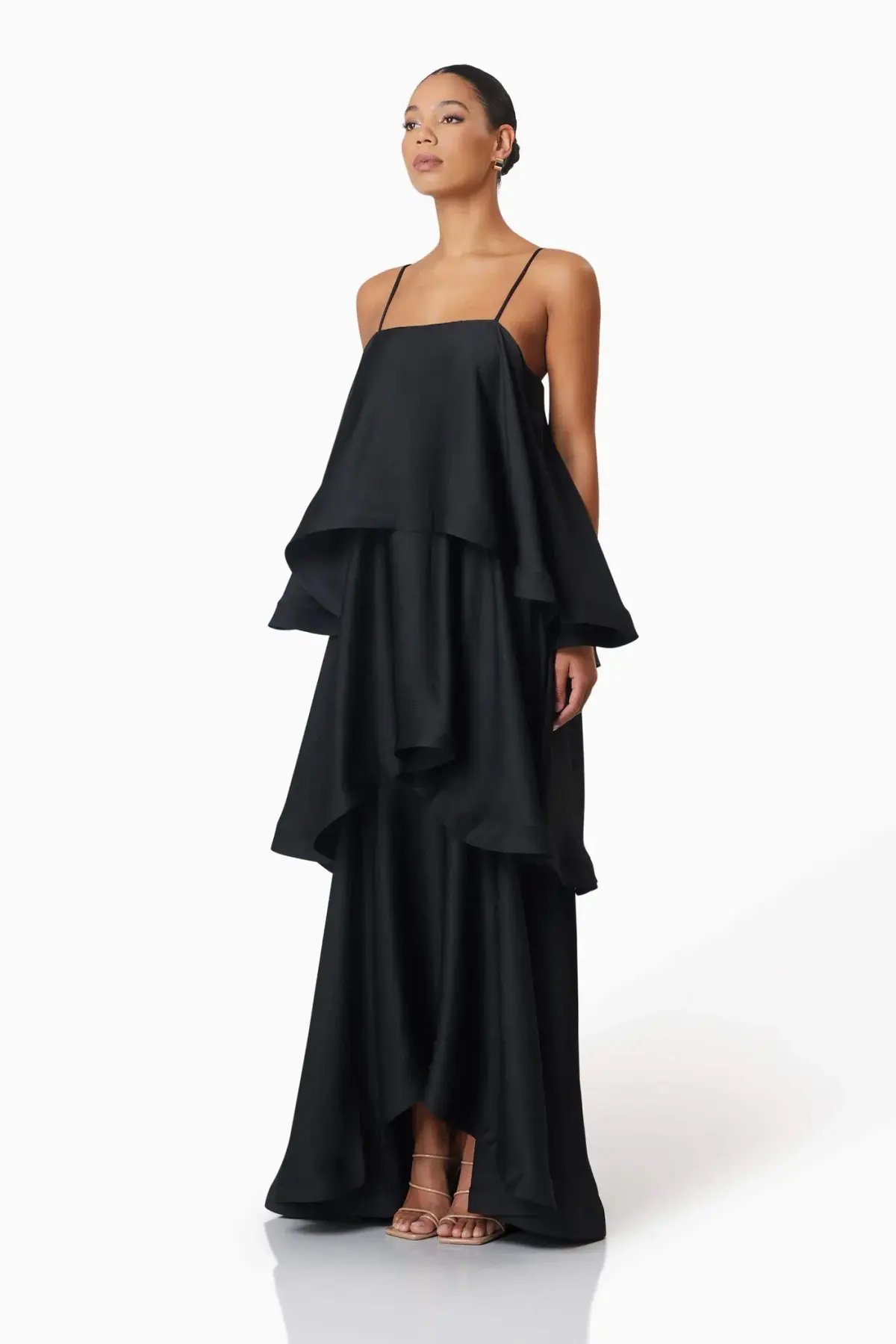 Elliatt Tilly Tiered Maxi Dress Black Size 8 photo 2
