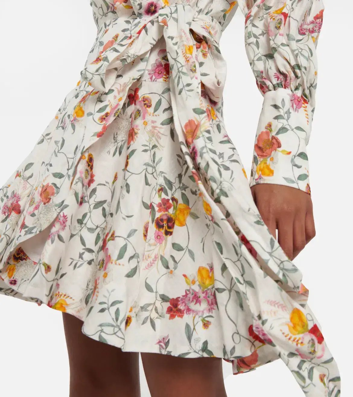 Zimmerman Pleated Linen Mini Wrap Dress Floral Print Size 1 / AU 10 photo 5