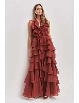 Aje Cleo Gown Rust Size 10 photo 6