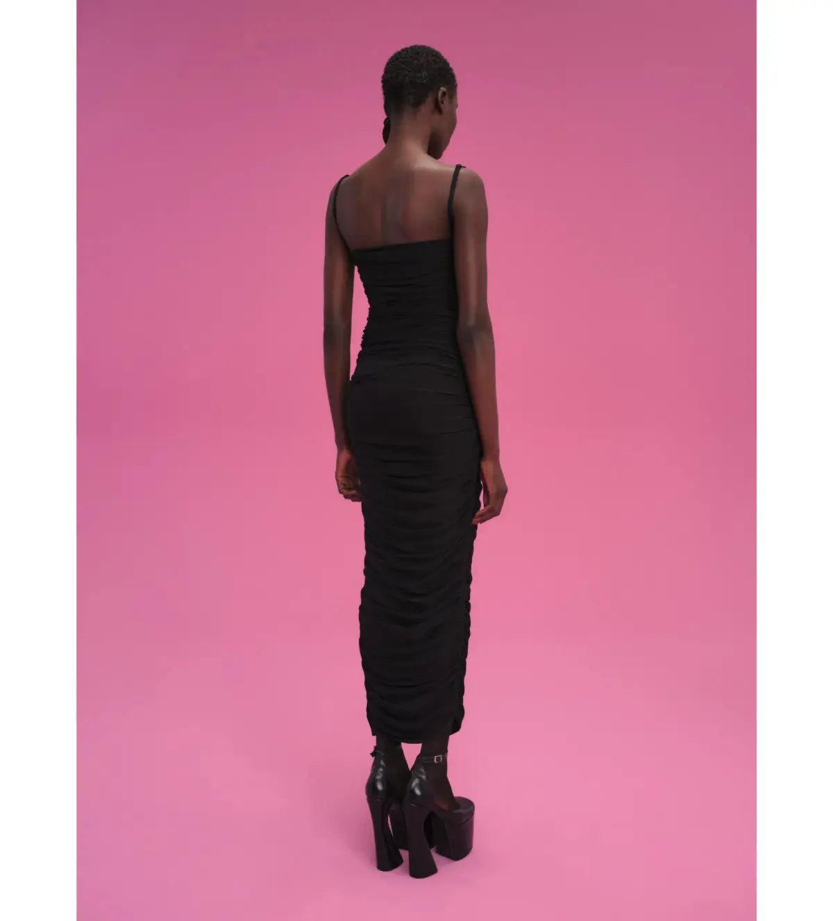 Solace London Adler Ruched Black Midi Dress Size AU 8 /US 4 photo 3