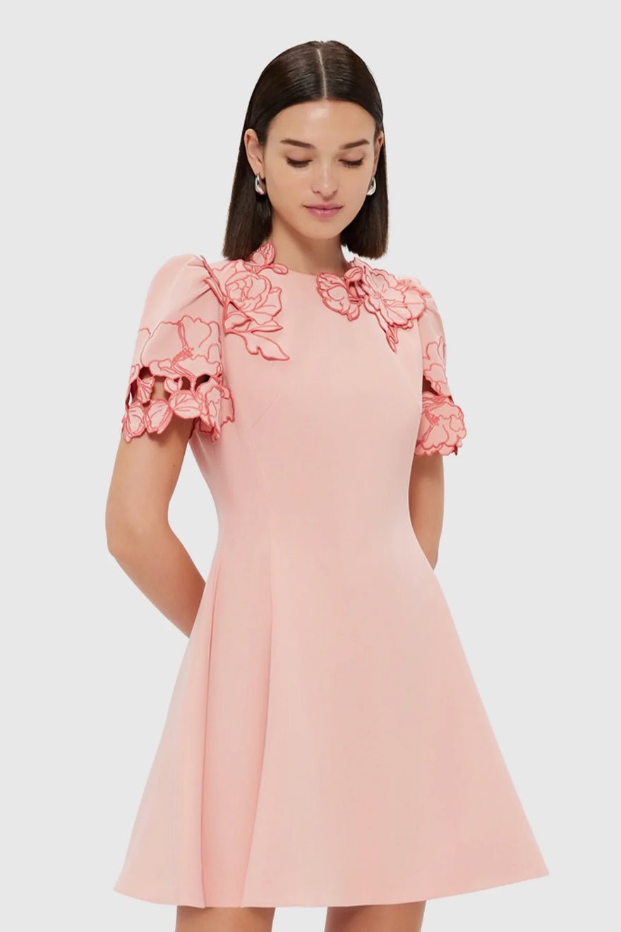 Leo Lin Elyse Appliqué Short Sleeve Mini Dress - Light Pink photo 4