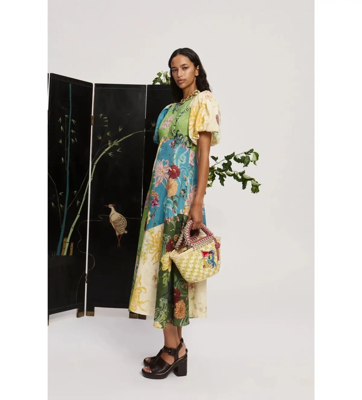 Alemais Avery Spliced Midi Dress  in Mulit colored Floral Print Size AU 4 photo 3