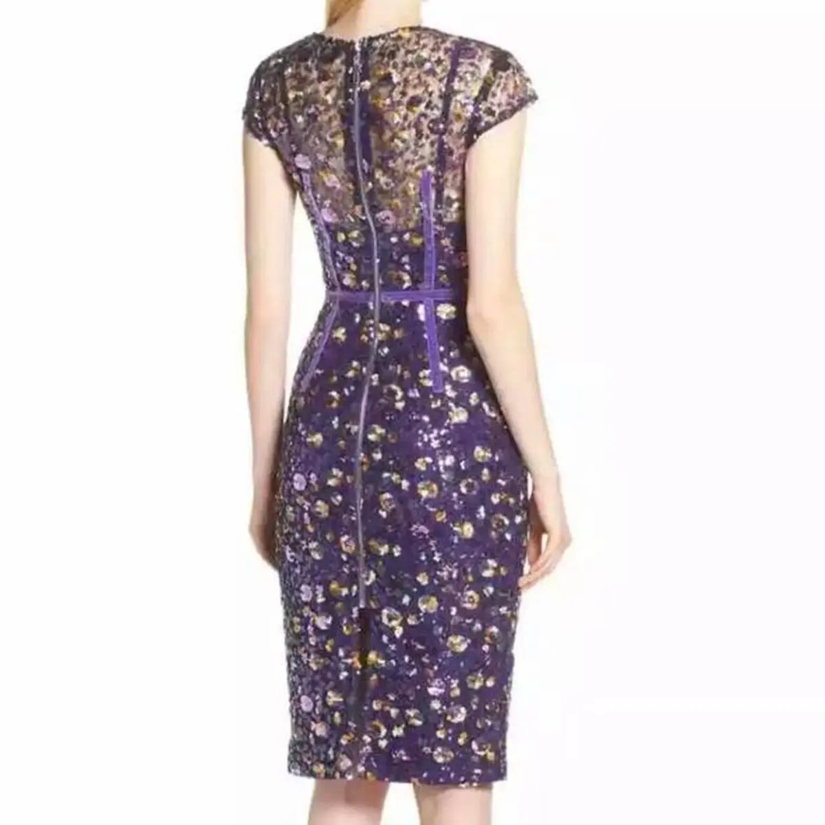 Bronx & Banco Sequins Cap Sleeve Pencil Dress Purple Size XS / Au 6 photo 2