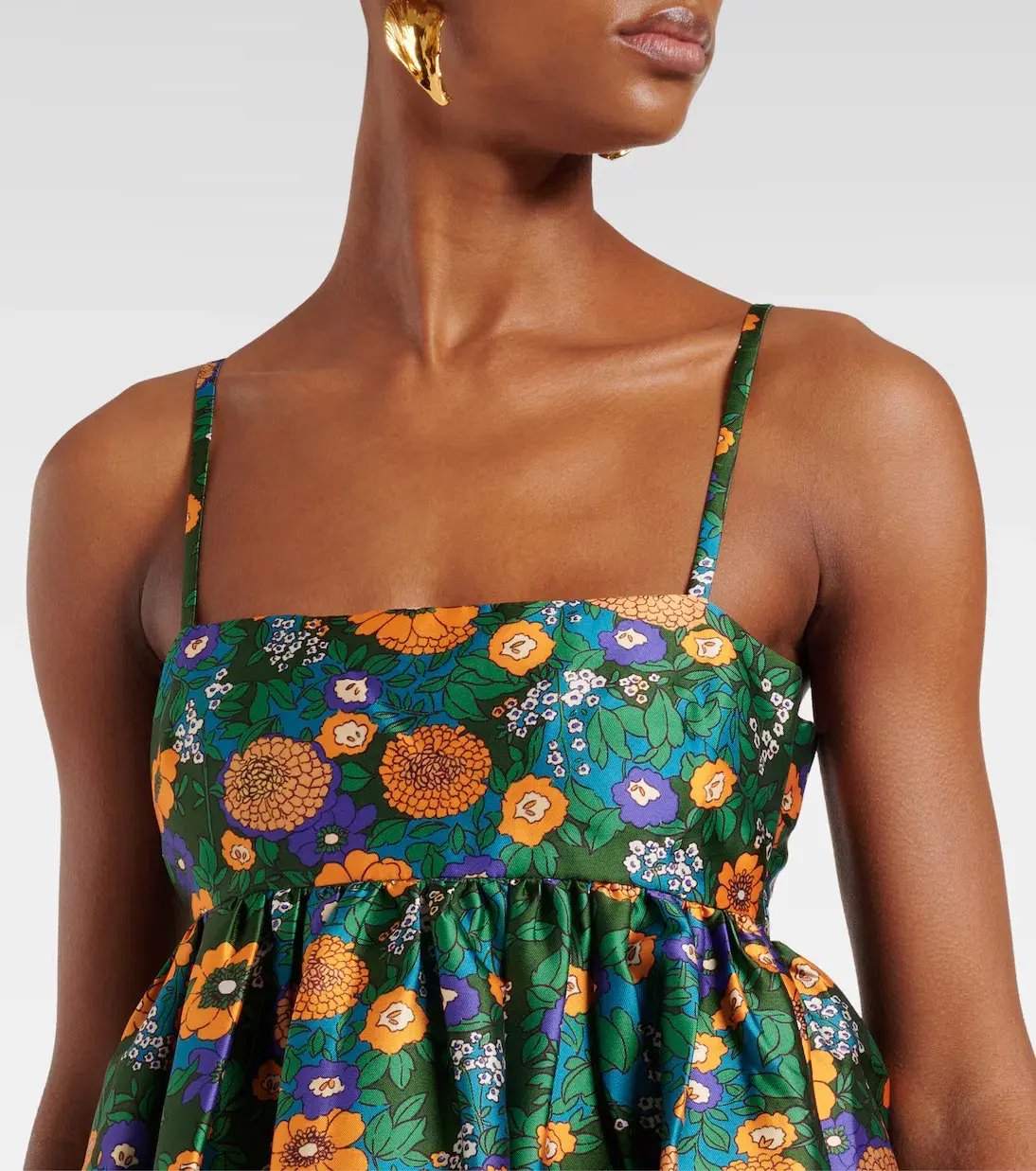 Alemais Carmine Printed Open Back Midi Dress Green Floral Multi Size 12 photo 3