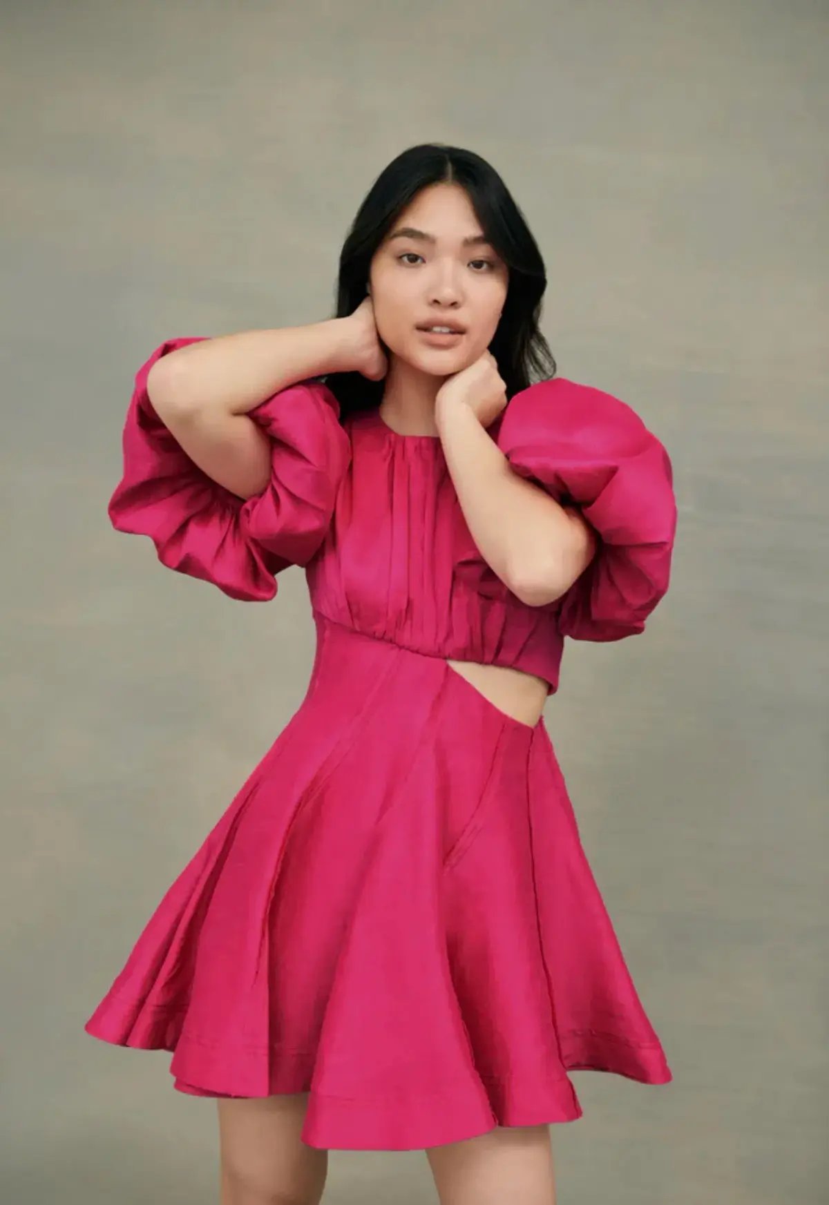 Aje Admiration Asymmetric Mini Dress Pink Size 8 photo 2
