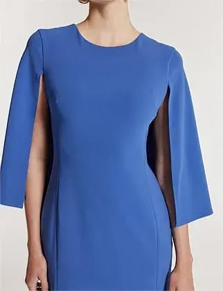 Perri Cutten Cape Sleeve Dress in Blue Size AU 16 photo 5