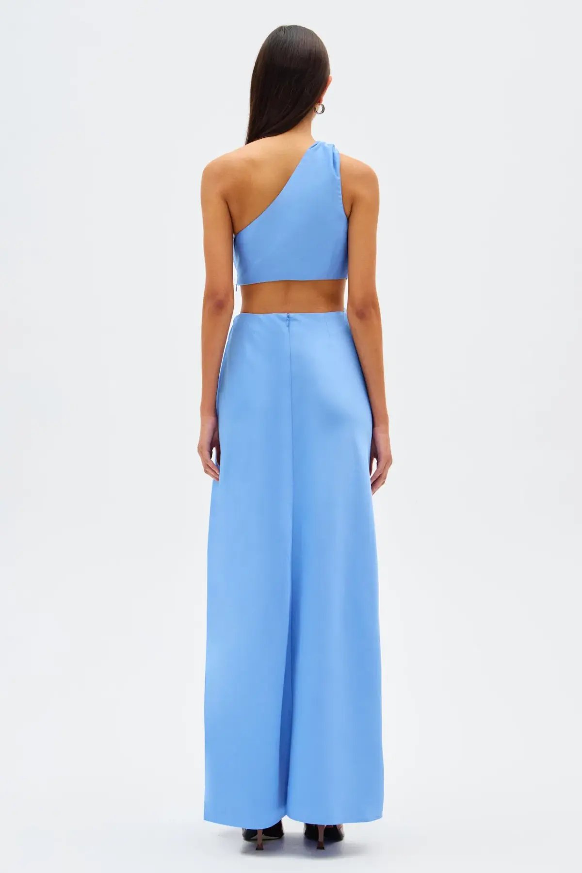 Misha Kristin Satin Gown in Cornflower Blue Size 8 photo 3