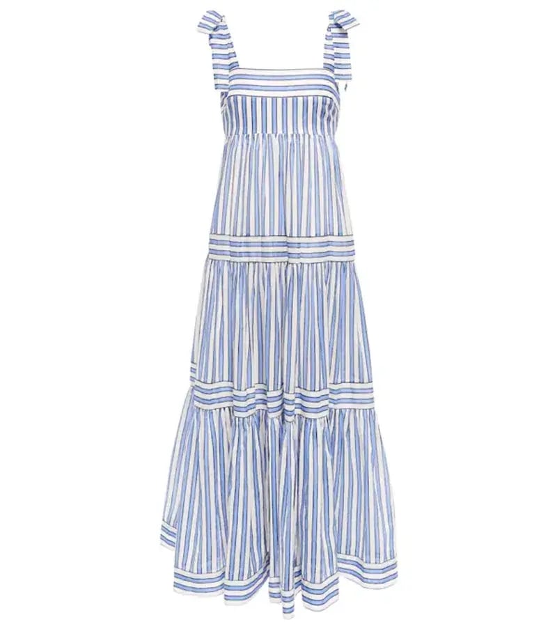 Zimmermann Pattie Striped Maxi Tie Dress Blue Size 6 photo 4