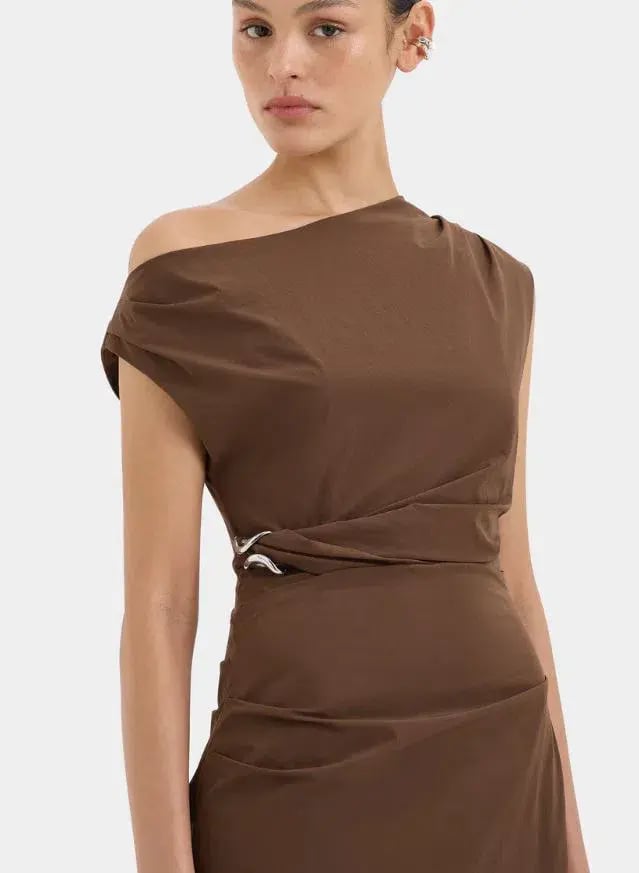 Sir Sol Off Shoulder Gown in Mocha Size 2/10 photo 2